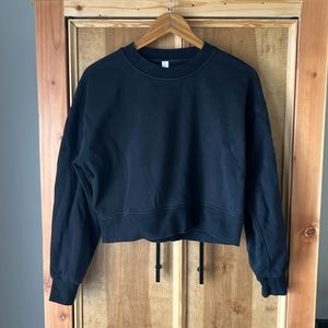 🖤 Lululemon Perfectly Oversized Cropped Crew in COTTON, Size 4, Black 🖤